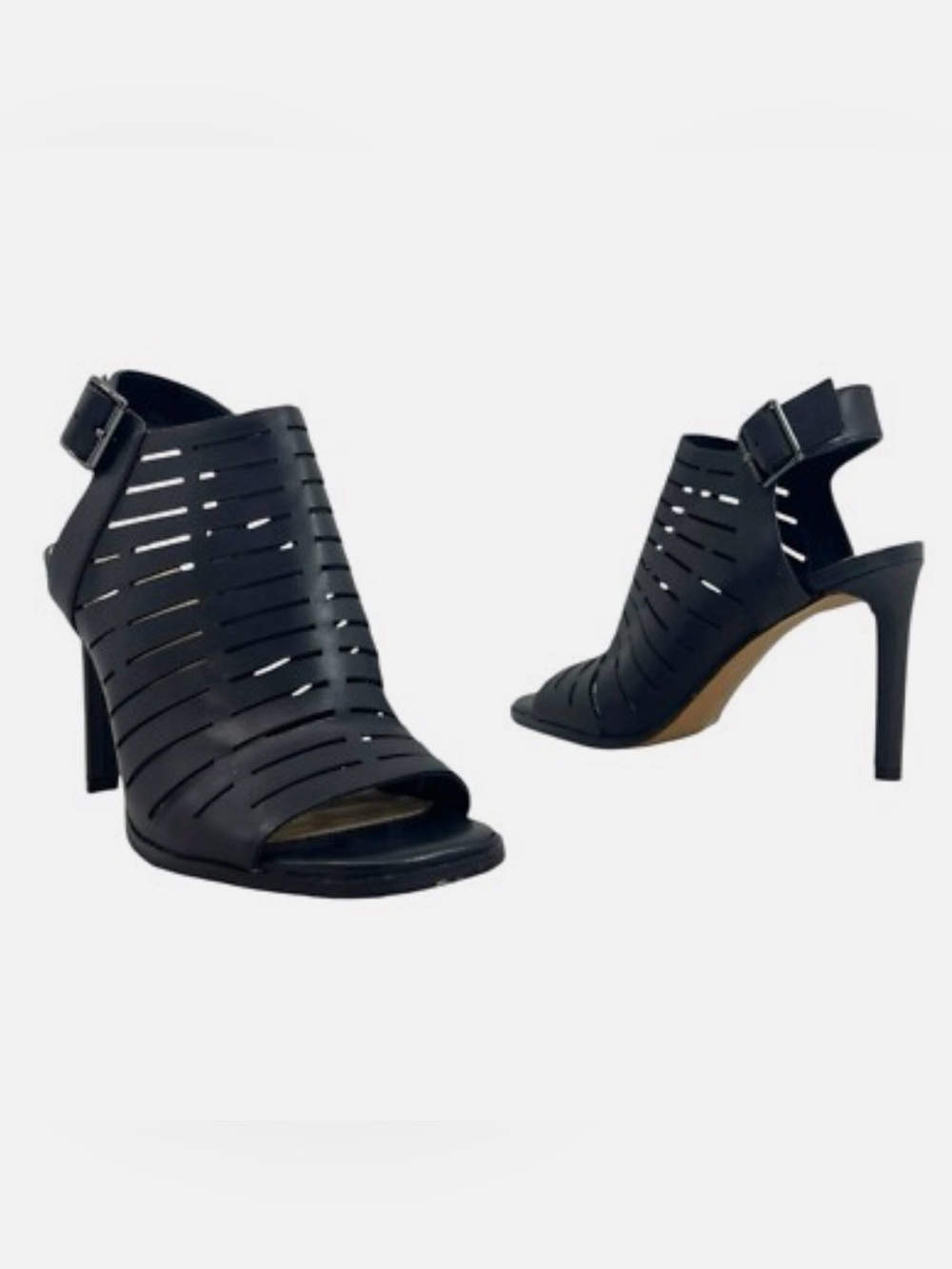 Vince Camuto Black Laser-Cut Open-Toe High Heel Sandals Size 6.5